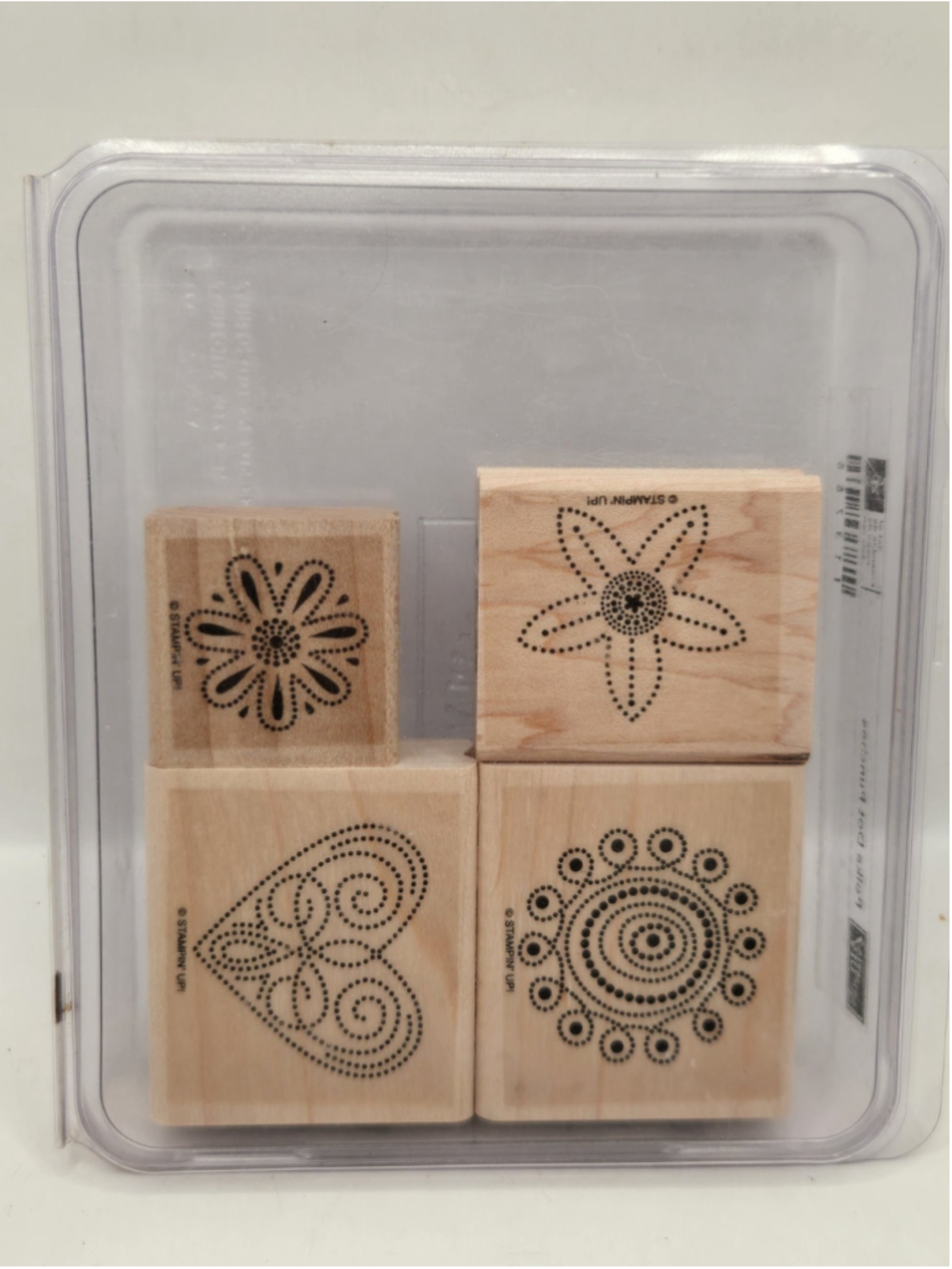 Stampin' Up! "Polka Dot Punches" Wood-Mounted Rubber Stamp Set (Set of 4)